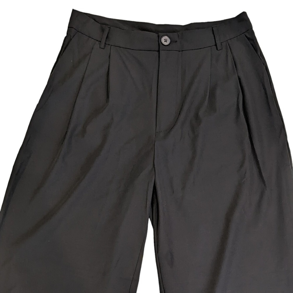 MakeMeChic Womens Black Wide Leg Pleated High Waist Dress Pants Trousers Size L